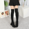 포시 스판 스웨이드 슬림핏 여성 니하이 부츠 (4.5cm)